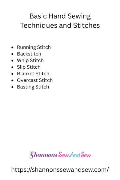 Basic Hand Sewing Techniques List
