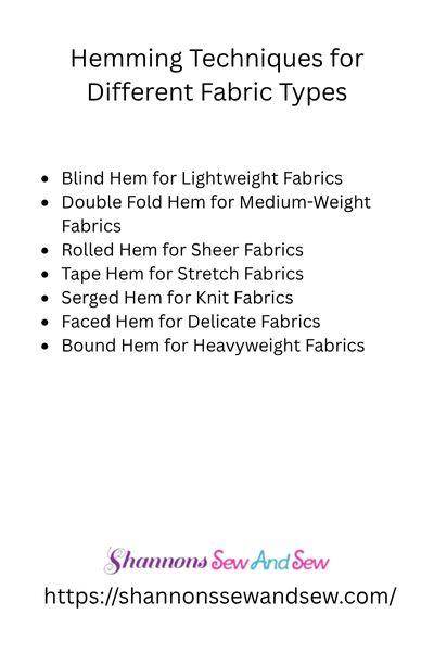 Hemming Techniques List