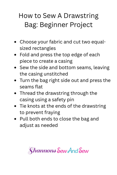 Sewing a Drawstring Bag List