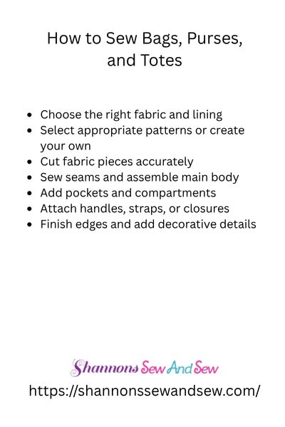 How to Sew Bags List
