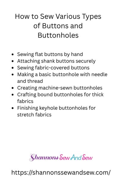 Sewing Buttons and Buttonholes List