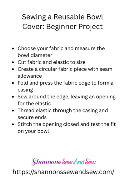 Sewing a Reusable Bowl Cover List