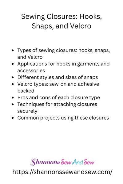 Sewing Closures List